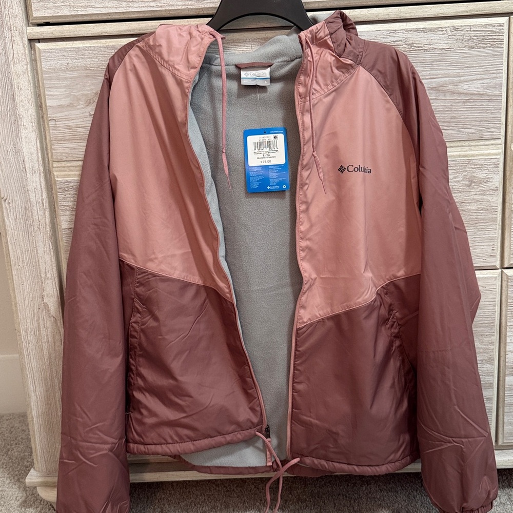 Columbia Dusty Rose and Mauve Hooded Windbreaker